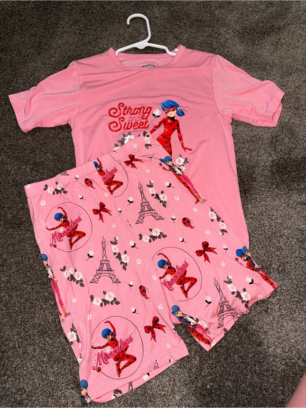 Birdie Bean Kids Pink Miraculous Lady Bug Pajama Set - Strong & Sweet